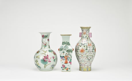 Late Qing/Mid 20th Century, A Three Famille-Glazed Porcelain Vase.