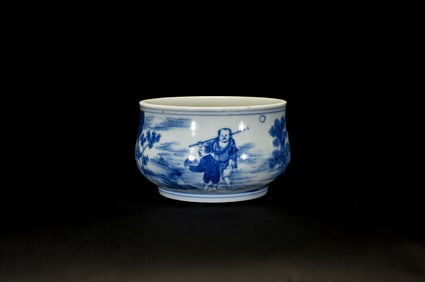 A Blue And White ‘Figures And Landscapes’ Bowl