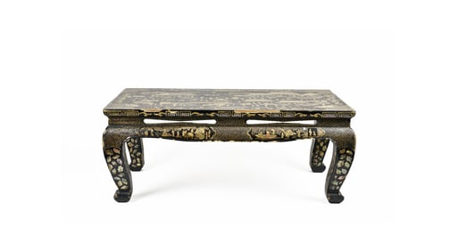 A Mother-Of-Pearl Inlaid Black Lacquer Kang Table, Qing Dynasty.