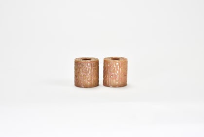 Spring and Autumn Period, A Pair Of Jade Carved ‘Dragon’ Tube