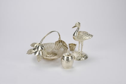 Group of Chinese Silver Decorative Objects, Late Qing to Republic