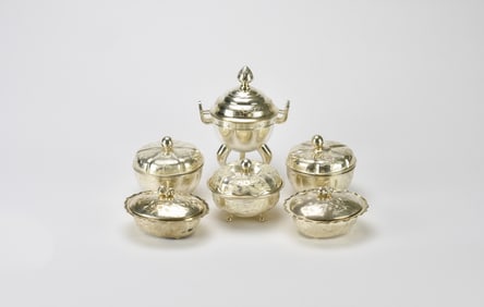 A Group Of Six Sliver Soup Bowles And Covers (6 Pcs), Late Qing/ Republic