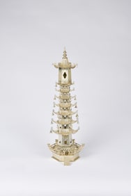 Late Qing to Republic A Silver Openwork Pagoda (Detachable)