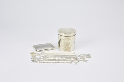 A Group Of Four Man’Suit Brooch,Businnes Card Holder an Cigarettes Box (6 Pcs), Republic Period