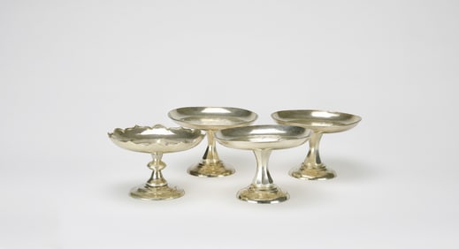 Gorup of Four Chinese Silver Footed Dishes, Late Qing/Republic Period