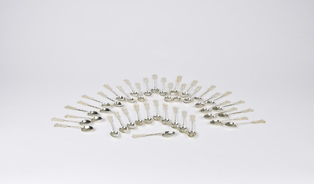 A Thirty Eight Children Size Silver Spoons (39 Pcs), Late Qing/Republic (1 of 5)