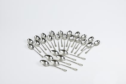 A Fine Matched Pattern Set Of Twenty- Four Chinese Export Silver Teaspoons, Late Qing To Early