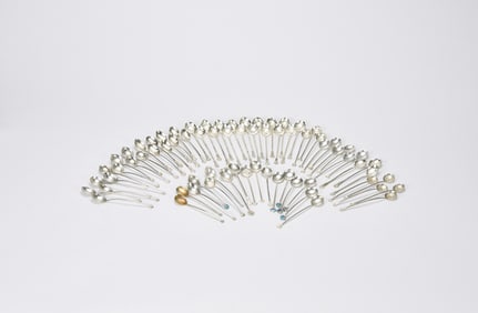 Group Of 70 Chinese Export Silver Salt Spoons, Late Qing/Republic