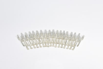 Late Qing/Republic, Set of Asian Silver Three-Prong Forks