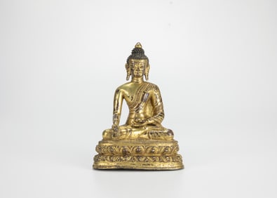 Tibetan 17th Century-A Gilt-Bronze Figure Of Bhaisaiyaguru