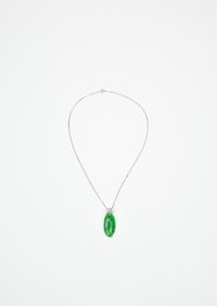 Fine Imperial Green Jadeite Leaf Pendant 18k Necklace with Diamond Mount.