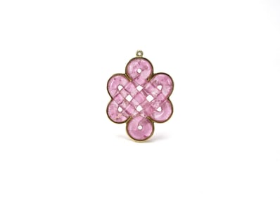 A Pink Tormaline ‘Flower’ Pendant in Gold Mount, Qing Dynasty