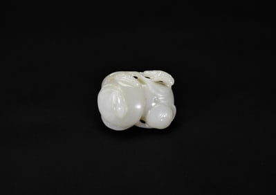 A White Jade Carving of Lotus Root and Leaf, Qing Dynasty (18th–19th Century)