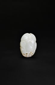 A White Jade Pendant Carved as Melon with Vines, Qing Dynasty (18th–19th Century)