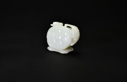 A White Jade Carving of Lotus Flower and PodQing Dynasty (18th–19th Century)