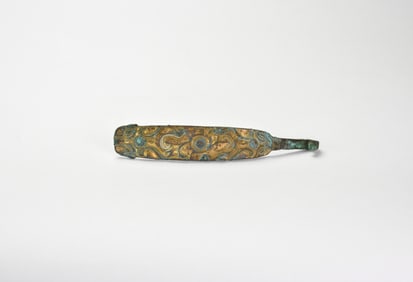 Bronze Belt Hook with Geometric Design, Warring States to Han Dynasty (475 BC – 220 AD)