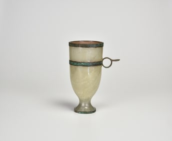 A Bronze-Mounted White Jade Goblet, Han Dynasty (206 BC – 220 AD)