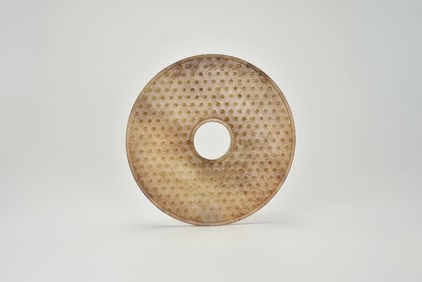A Carved Jade Bi Disc With “Grain Pattern?? Decoration, Han Dynasty (206 Bce – 220 Ce)