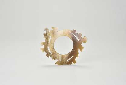 An Archaistic Openwork Jade Disc (Bi) With Dragon Scroll Decoration, Shang To Western Zhou