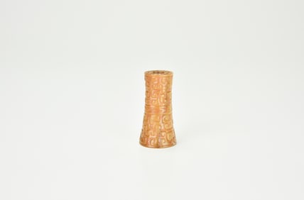 An Archaistic Celadon And Russet Jade Cylindrical Fitting (Tube), Late Shang To Western Zhou