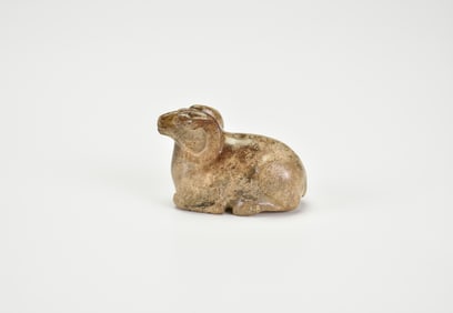 A Carved Jade Figure Of A Recumbent Ram, Han Dynasty (206 Bce – 220 Ce)