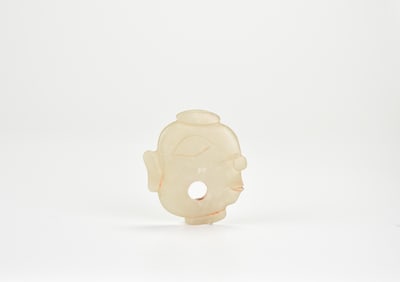 A Rare Jade Human-Head Pendant, Late Neolithic to Early Shang Dynasty