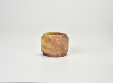 A Yellowish Jade Cong Carved with Cloud Motifs,Warring State Period