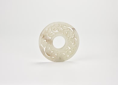 A Fine Celadon Jade “Bi?? Disc with Two Chilong Dragons, Western Han Dynasty (circa 2nd Century