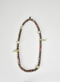 A Necklace of Agarwood, Red Agate, and White Jade Beads (Qing Dynasty or Earlier)