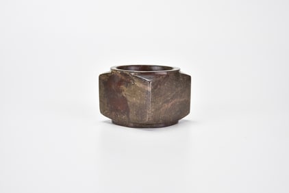 A Rare Archaic Red-Stained Jade Cong, Shang Dynasty (ca. 16th–11th century BCE)