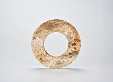 A Rare Archaic Jade Bi Disc,Shang Dynasty (ca. 16th–11th century BCE)