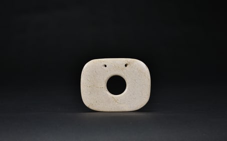 A White Calcified Jade Bi Disc, Early Cultural Period (circa 3000–1500 BC)