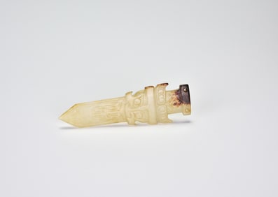 A White Jade Handle-Shaped Object, Shang Dynasty (circa 1600–1046 BC)