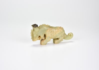 A Rare Archaic Jade ‘Coiled-Tail Tiger’ Ornament, Western Zhou Dynasty (c. 11th–8th century