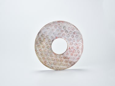 A Rare Han Dynasty Jade Bi Disc with ‘Pu’ Grain Pattern (c. 2nd century BCE – 2nd century CE)