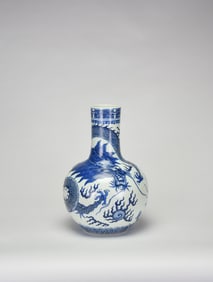 A Large Blue and White ‘Dragon’ Vase, with a ‘Da Qing Qianlong Nian Zhi’ Mark