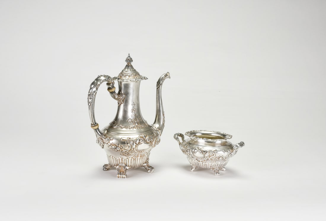 An American Whiting Sterling Silver Coffee Pot and Sugar Bowl Set, Circa 1890–1925 (1 of 12)