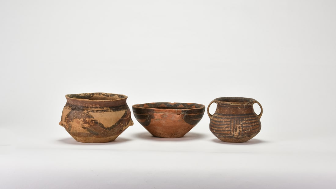 A Group of Three Painted Pottery Vessels. China, Late Neolithic ‘Majiayao Culture’. (1 of 6)