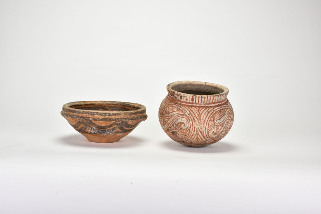 A Group of Two Painted Pottery Vessels, in the Style of Majiayao Culture. (1 of 6)