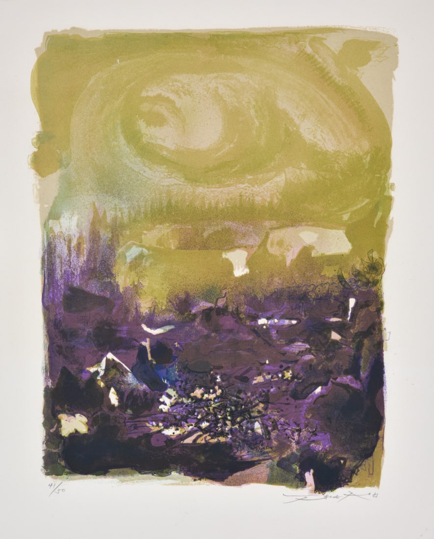 Zao Wou-Ki (Zhao Wuji, 1921–2013) Untitled, Lithograph on Paper, Signed “Wuji?? in Chinese and (1 of 7)