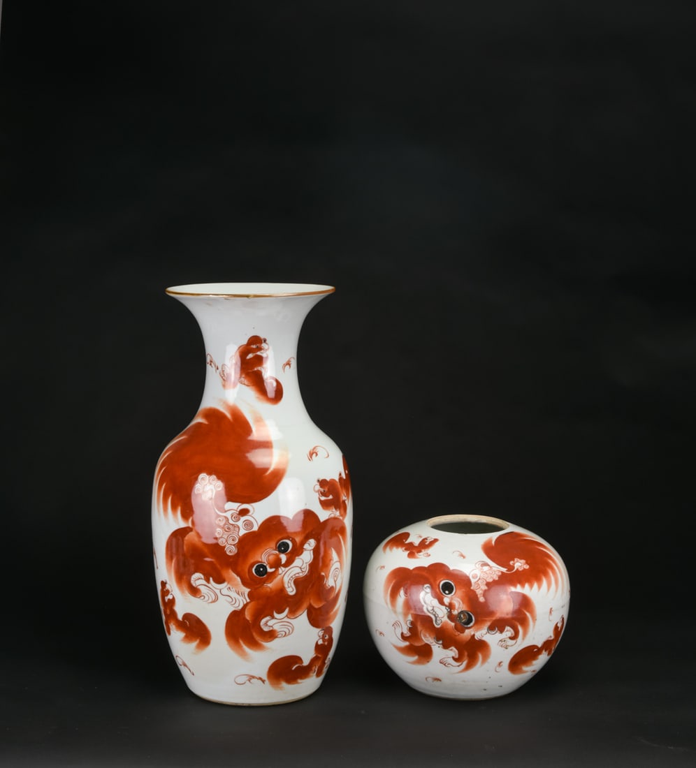 A Copper-Red Decorated Vase and Covered Jar (Two Pieces) Republic (1 of 7)