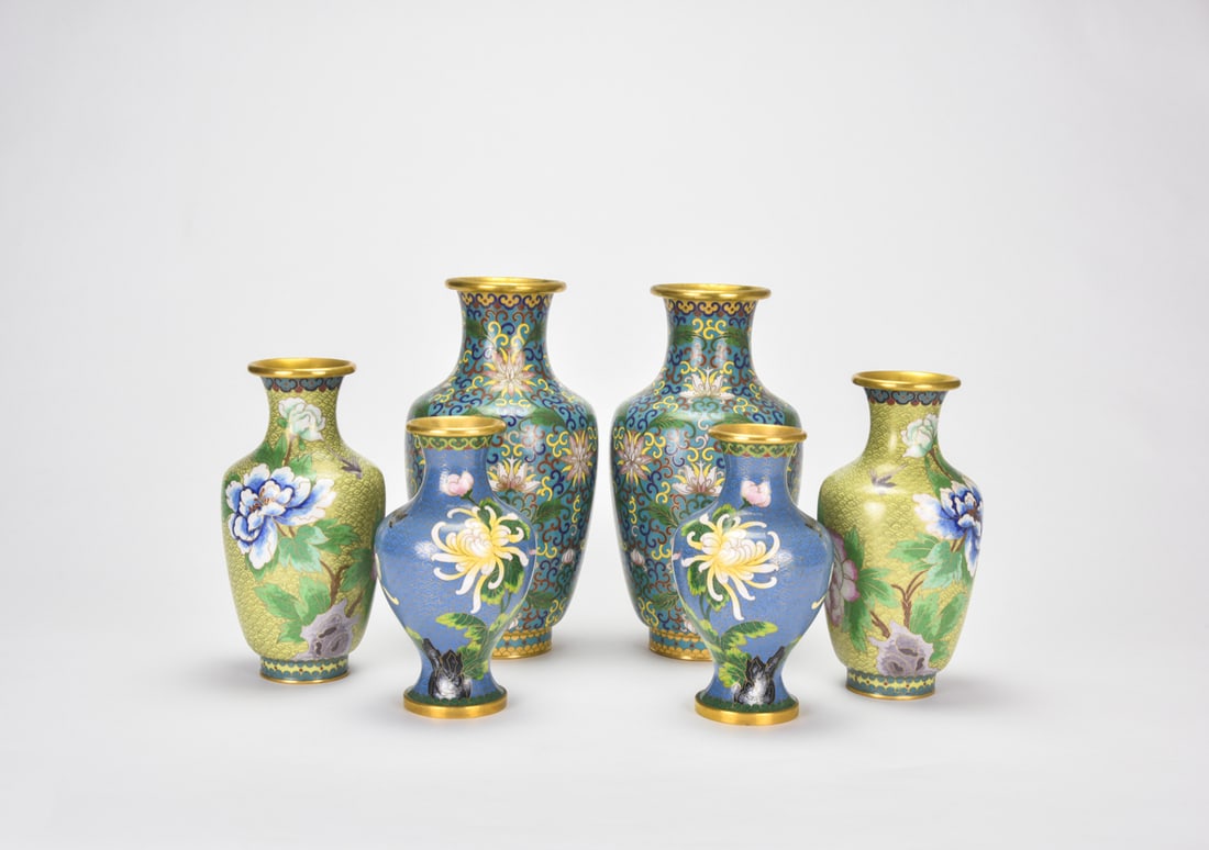 Three Pairs of Cloisonn? Enamel Vases (1 of 11)
