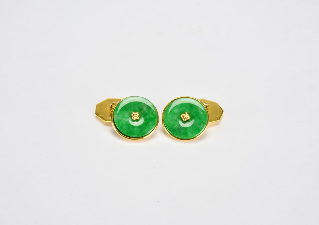 A Pair of Jadeite and 14K Gold Cufflinks (1 of 4)