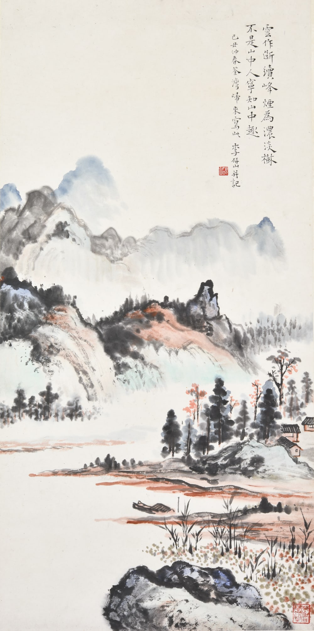 Li Yanshan (1898-1961) Ink And Color On Paper: Hanging Scroll, Signed And Seal 66.5 cm X 33 cm (27 in X 12 in) 約 2 平尺 李研山（1898-1961) 軸心：設色紙本 款