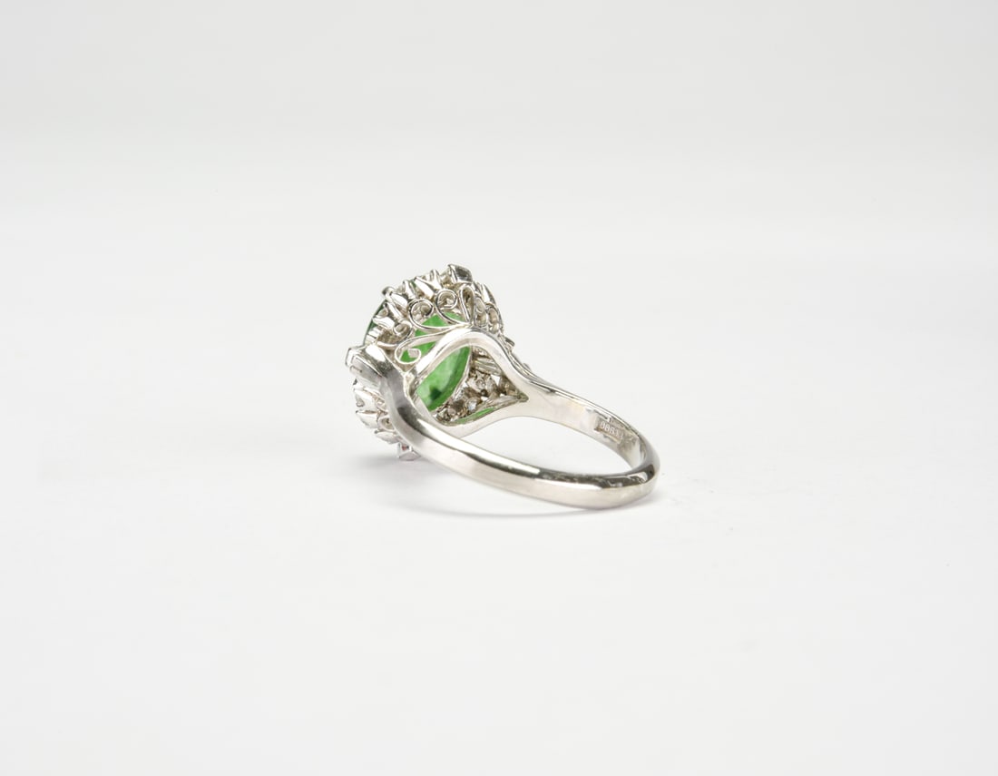A Jadeite Cabochon and Diamond Ring - 3