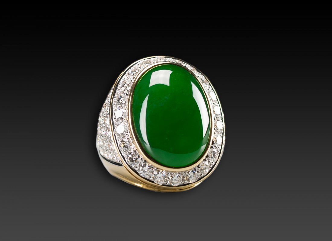 Stunning large fine imperial jadeite jade diamond men’