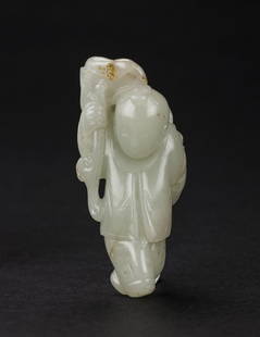 Song-A White Jade Carved Boy Holding Lotus: Song-A White Jade Carved Boy Holding Lotus 8.8 cm. 宋 白玉童子抱 Provenance來源：美國藏家所提供