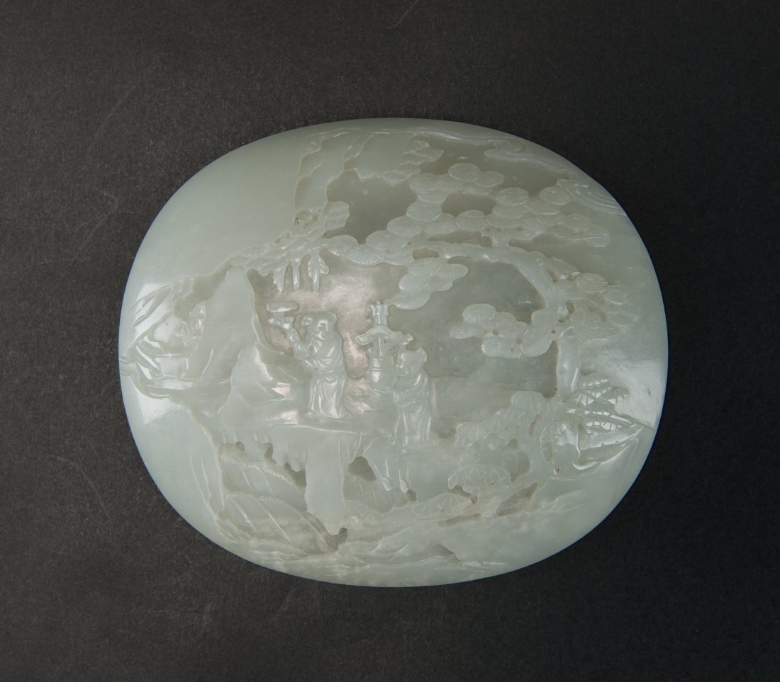 Qing-A Large Chinese White Jade Carved ‘figure And (1 of 4)