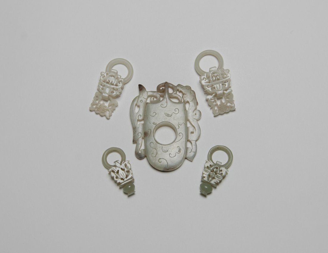 Qing-Two Pairs Of White Jade Earring And (1 of 8)