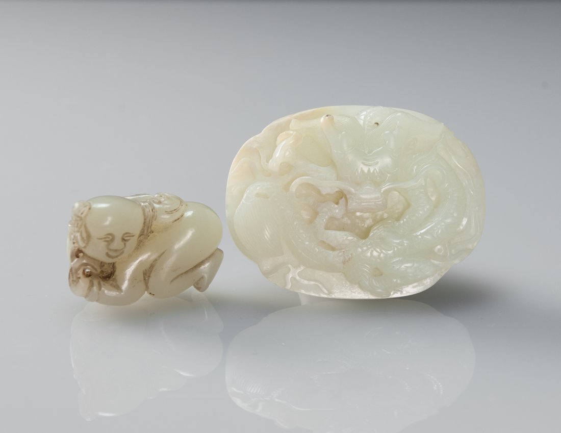 Qing-A White Jade Carved Dragon Pendant And Boy (2 (1 of 7)